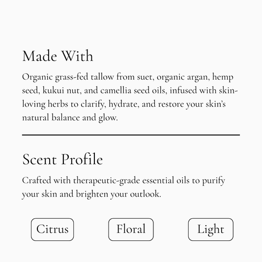 Clarifying Cream – Balancing Tallow Moisturizer with Herbal Oils + Tea Tree for Acne-Prone Skin