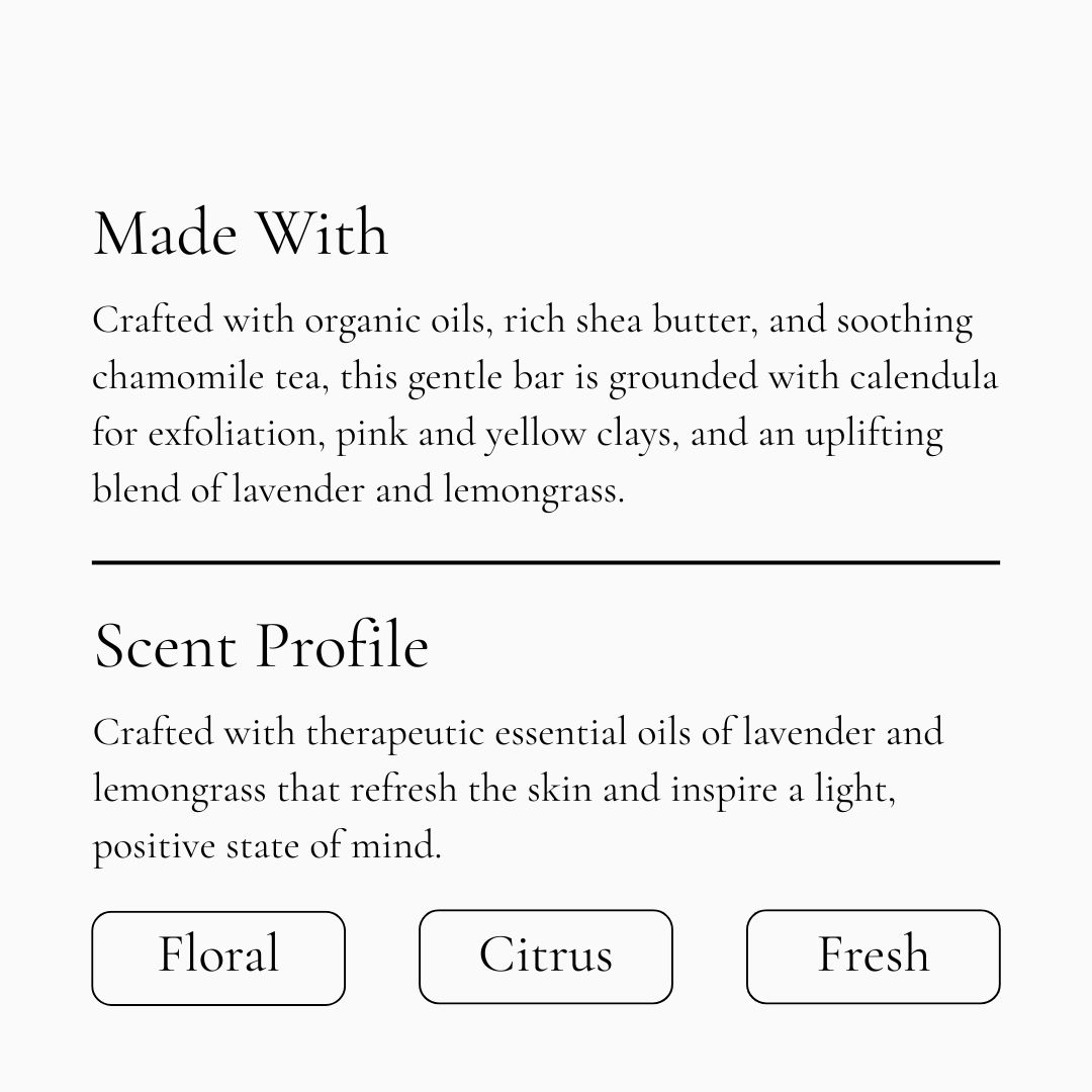 Flower Child - Soothing Chamomile + Clay Hydrating Handmade Soap Bar
