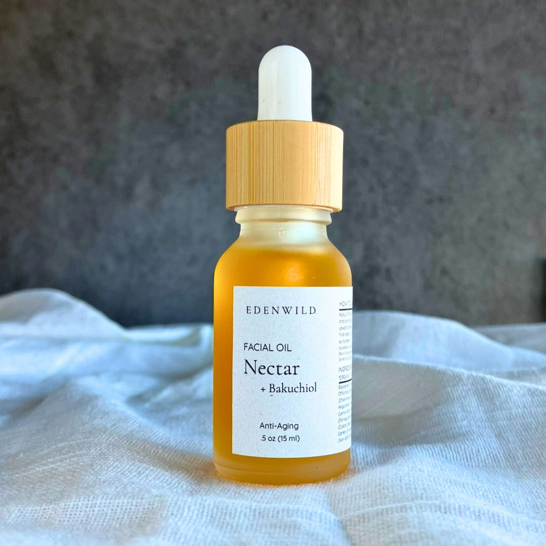 Anti-aging Bakuchiol, a natural retinol alternative serum Nectar by Edenwild Beauty. 