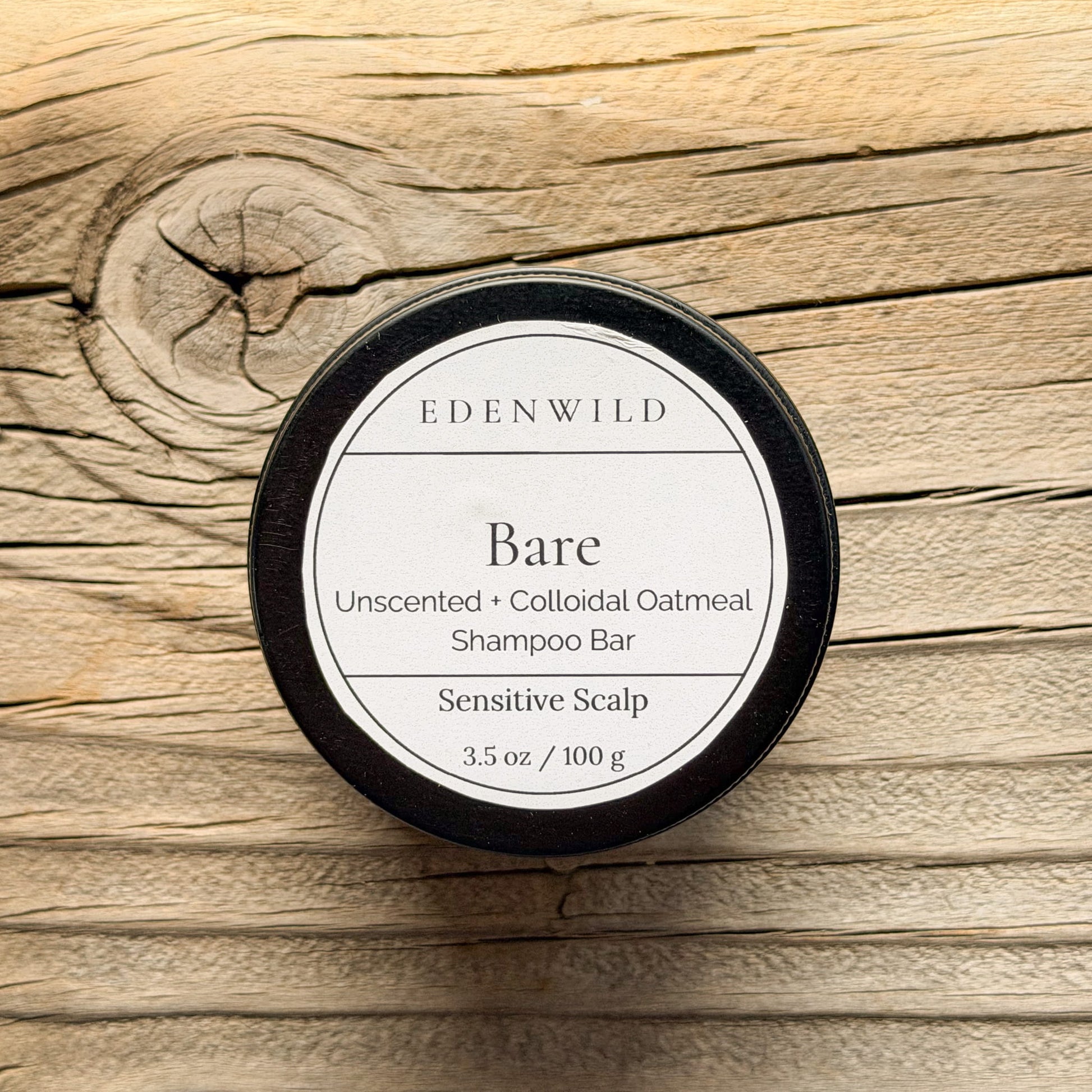 Edenwild Bare Shampoo Bar — Unscented Colloidal Oatmeal Shampoo Bar for Sensitive Scalp, fragrance-free and sulfate-free