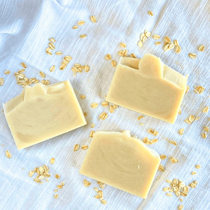 Close-up of Edenwild Happy Baby Soap Bar pieces showing creamy texture to help nourish and soothe sensitive skin