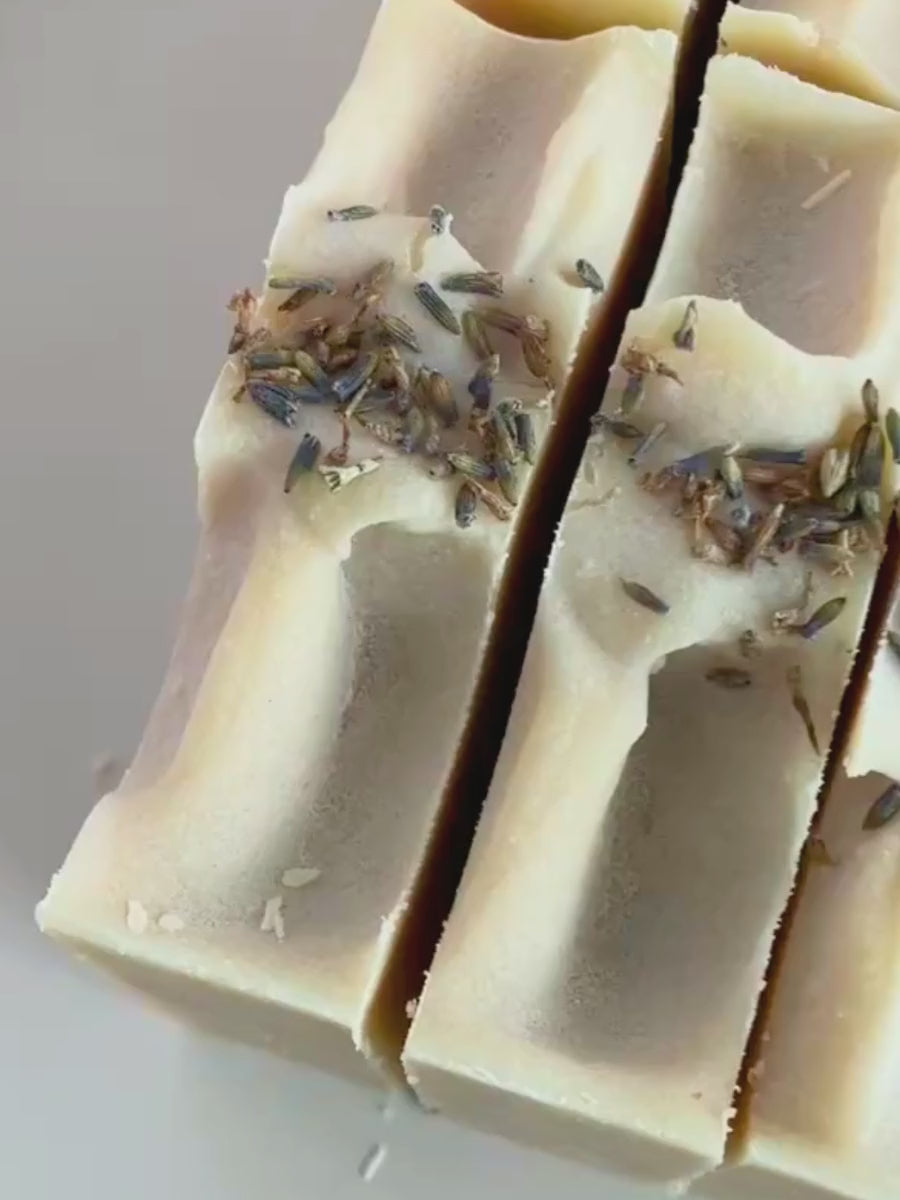 Natural soap bars made with tallow and goat milk scented with lavender from Edenwild Beauty