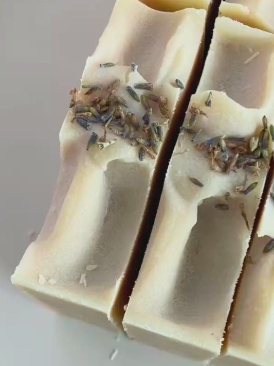 Natural soap bars made with tallow and goat milk scented with lavender from Edenwild Beauty